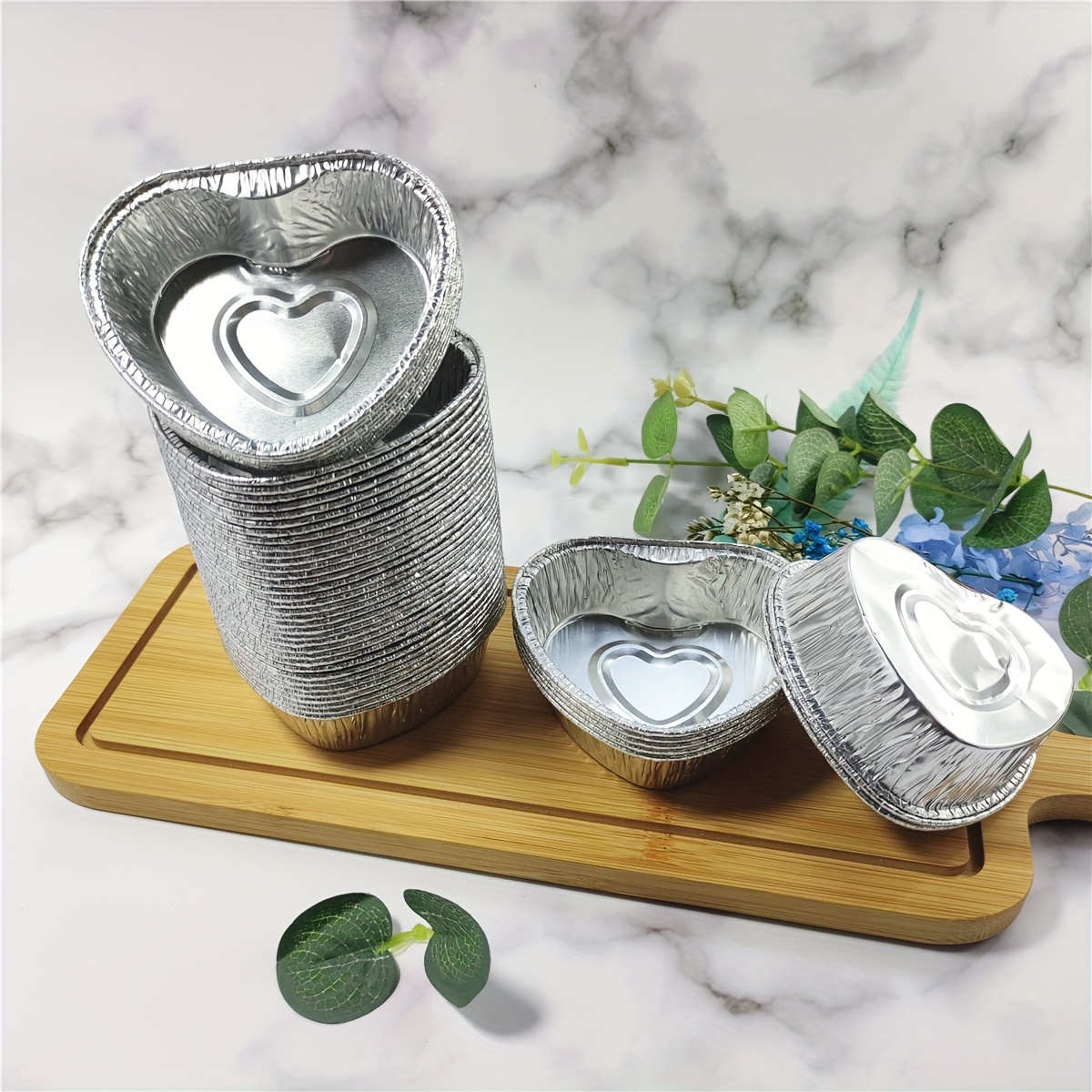 Baking Cups Mini Heart Shaped Foil Pans With Lids 125pcs Heart