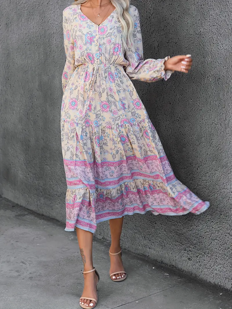flowy autumn dress Autumn Rose Midi Dress