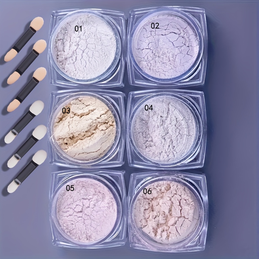 Image of 6colors Moonlight Mirror Glitter Chrome Nails Powder Powder Nail Art Accessories Fine Glitters Metallic Effect Gel Polish Holographic Nail Powder Music Holiday Nail Decorations Nail Gems Nail Supplies