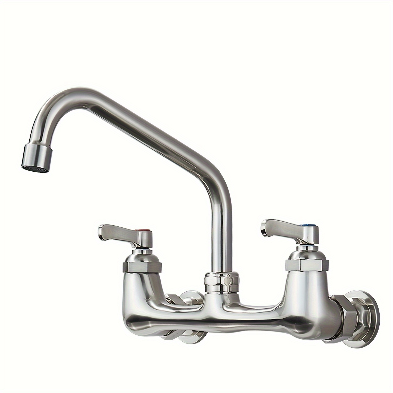 

Kitchen Faucet Wall Mounted 8" Centers Adjustabel Centers 1/2 Female Inlets 12" Swivel Spout 2-handles Utility Commercial Brushed Nickel Kitchen Sink Faucet Mixer Tap Brushed Nickel