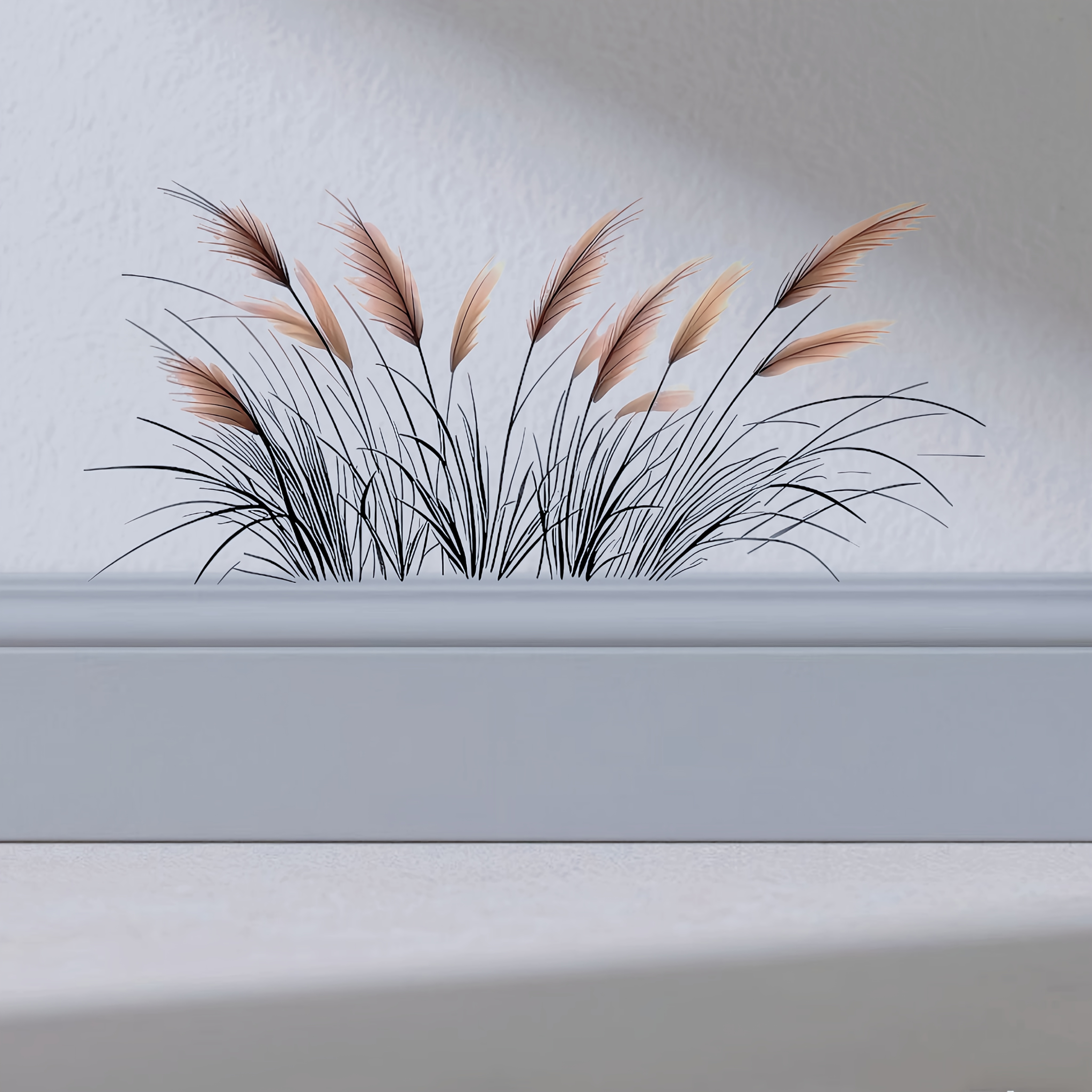 New Stylish Minimalist Pampas Grass Wall Sticker, Suitable For Living Room Bedroom Cabinet Door Window Decoration Trim Wallpaper, Self-adhesive And Removable
