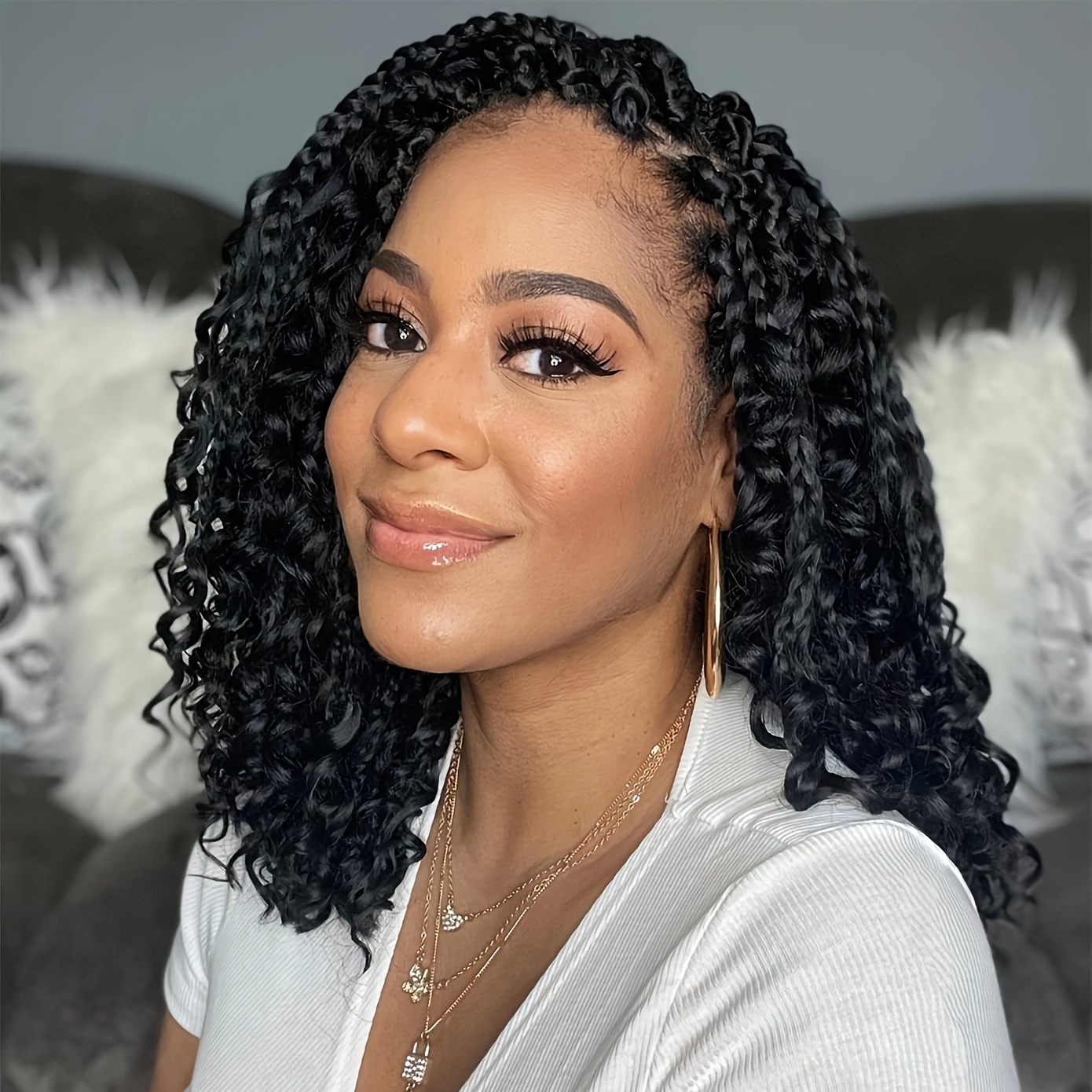 Goddess Box Braids Crochet Hair With Curly Ends 14 Inch Bohomian