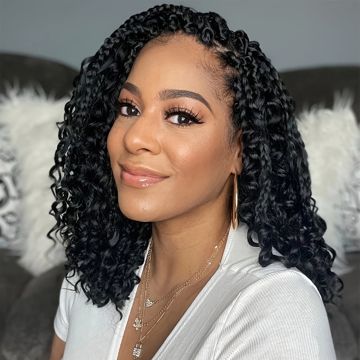 Goddess Box Braids Crochet Hair With Curly Ends 12 Inch Bohemian