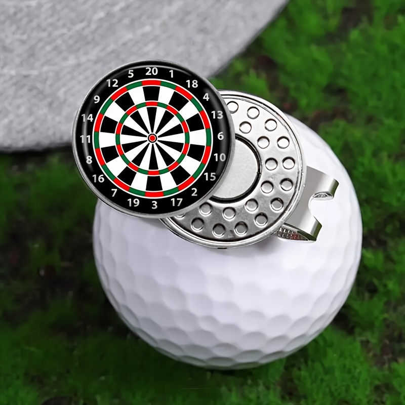 

1pc Jweijiao Fashion Dart Board Magnetic Hat Clip, Iron Golf Ball Marker Accessory With Glass Mosaic, Easy & For Golfers