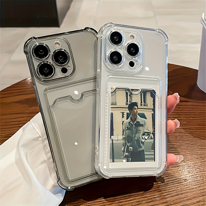for iphone 17 16 15 14 13 12 11 pro max 14 15 16plus 13 12mini   xr x xs 7 8plus transparent simple card slot bag   shockproof protection tpu soft case