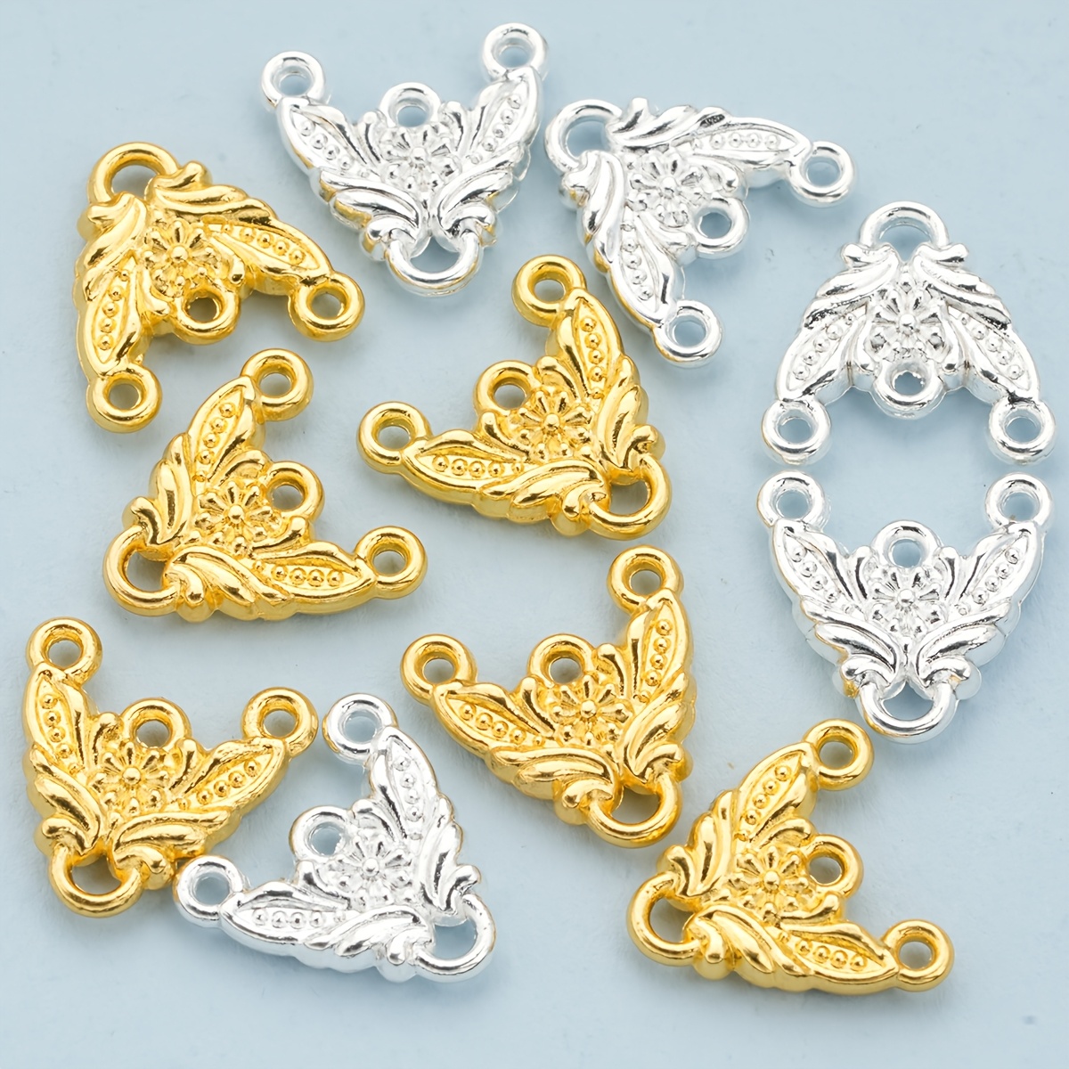 30pcs Multi-Hole Pattern Zinc Alloy 3D Texture Connectors for DIY Jewelry