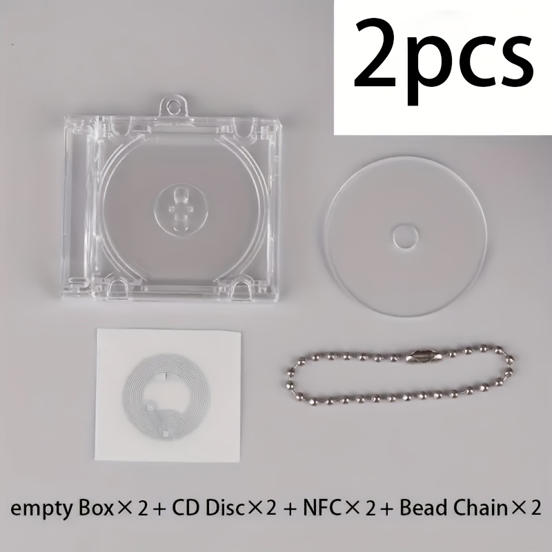 TEMU 6/2pcs Mini Rectangular Transparent Music-themed Cd Case Keychain With , Blank Diy Keychain For Backpack Accessories, Phone Tags & Tech Gifts,