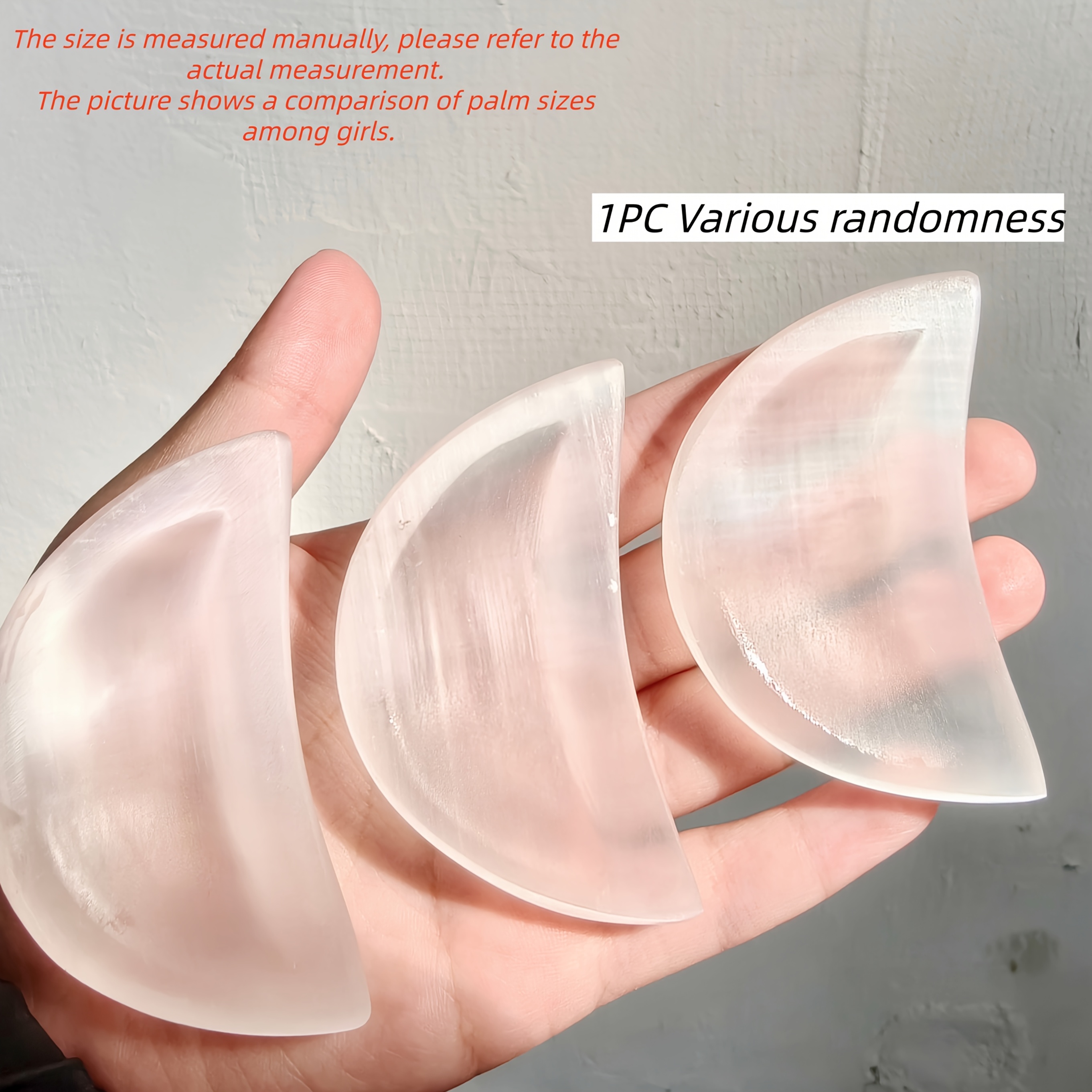 TEMU Random 1pc/bohemian Half Selenite Bowl - Natural Stone Smooth Decorative Plate, Crystal Craft Collectibles Home Decoration, Suitable For