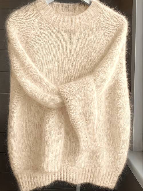 womens brushed mohair blend sweater french inspired raglan sleeve drop shoulder plush for fall winter christmas birthday gift idea