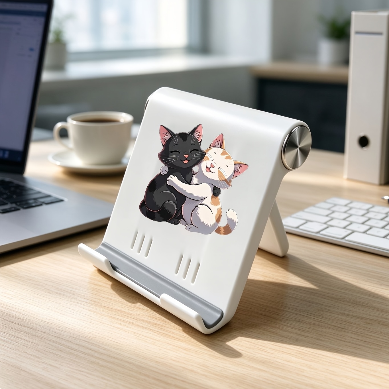 TEMU 1 support de téléphone pliable pour bureau avec chat , support de téléphone de bureau réglable compatible avec iPhone, iPad, Samsung, Kindle,