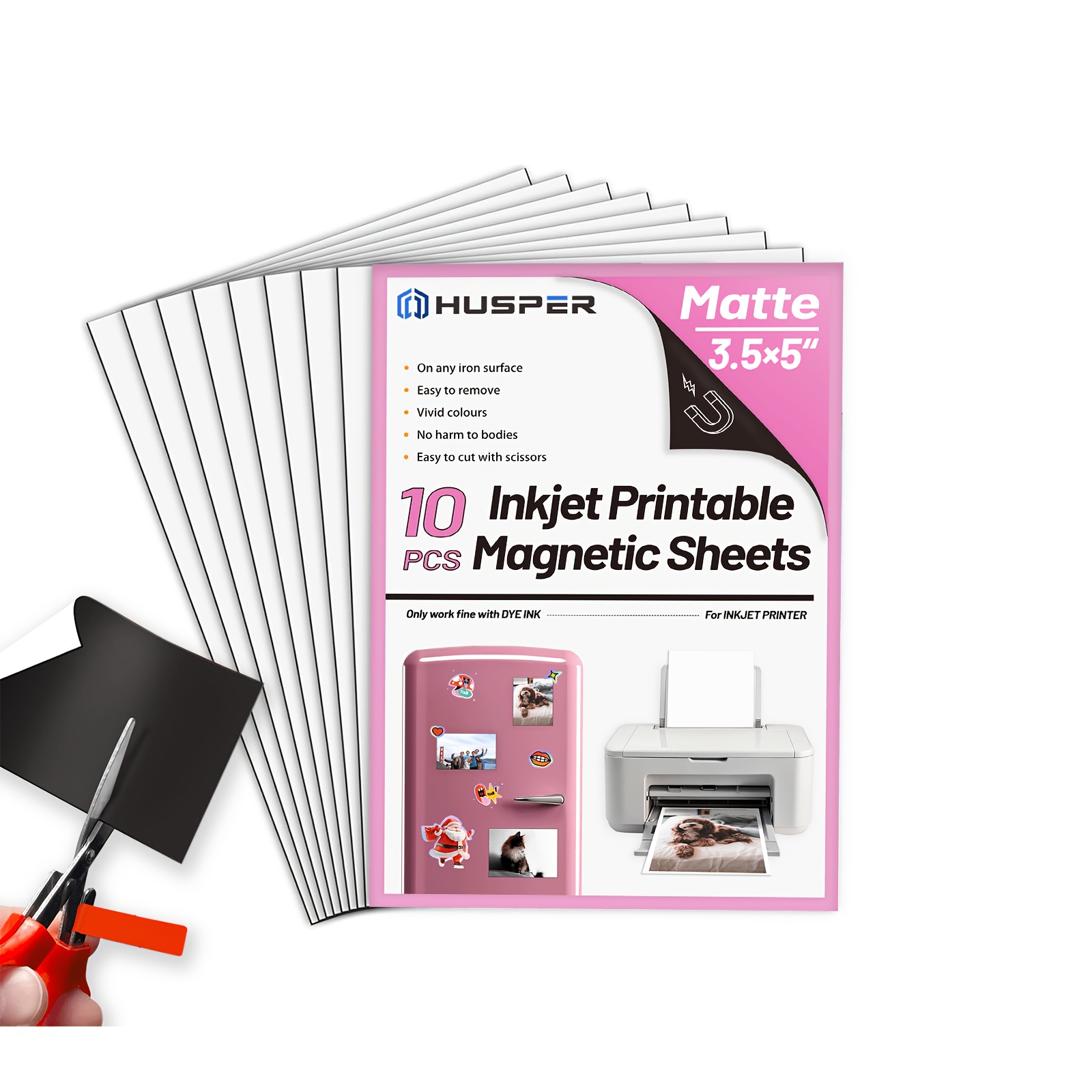 TEMU 10 feuilles de feuilles magnétiques imprimables , 3,5 po x 5 po (8,9 cm x 12,7 cm), papier magnétique flexible pour imprimantes jet d'encre, non