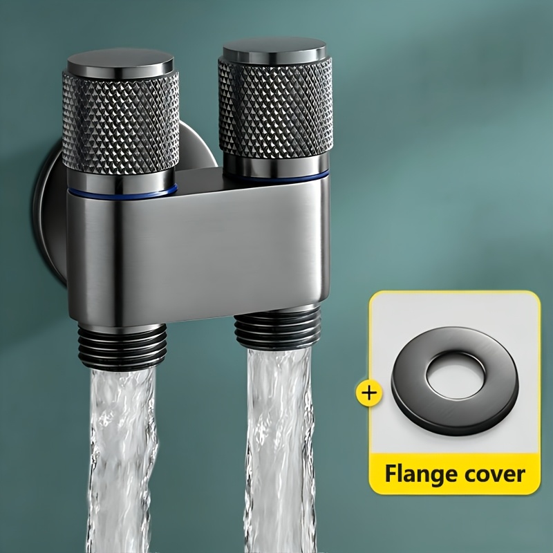 TEMU Distributeur d'eau multifonctionnel ABS à double sortie, 1-à-2 avec interface G1/2, à la corrosion et aux chocs. Vanne d'angle de coupure de