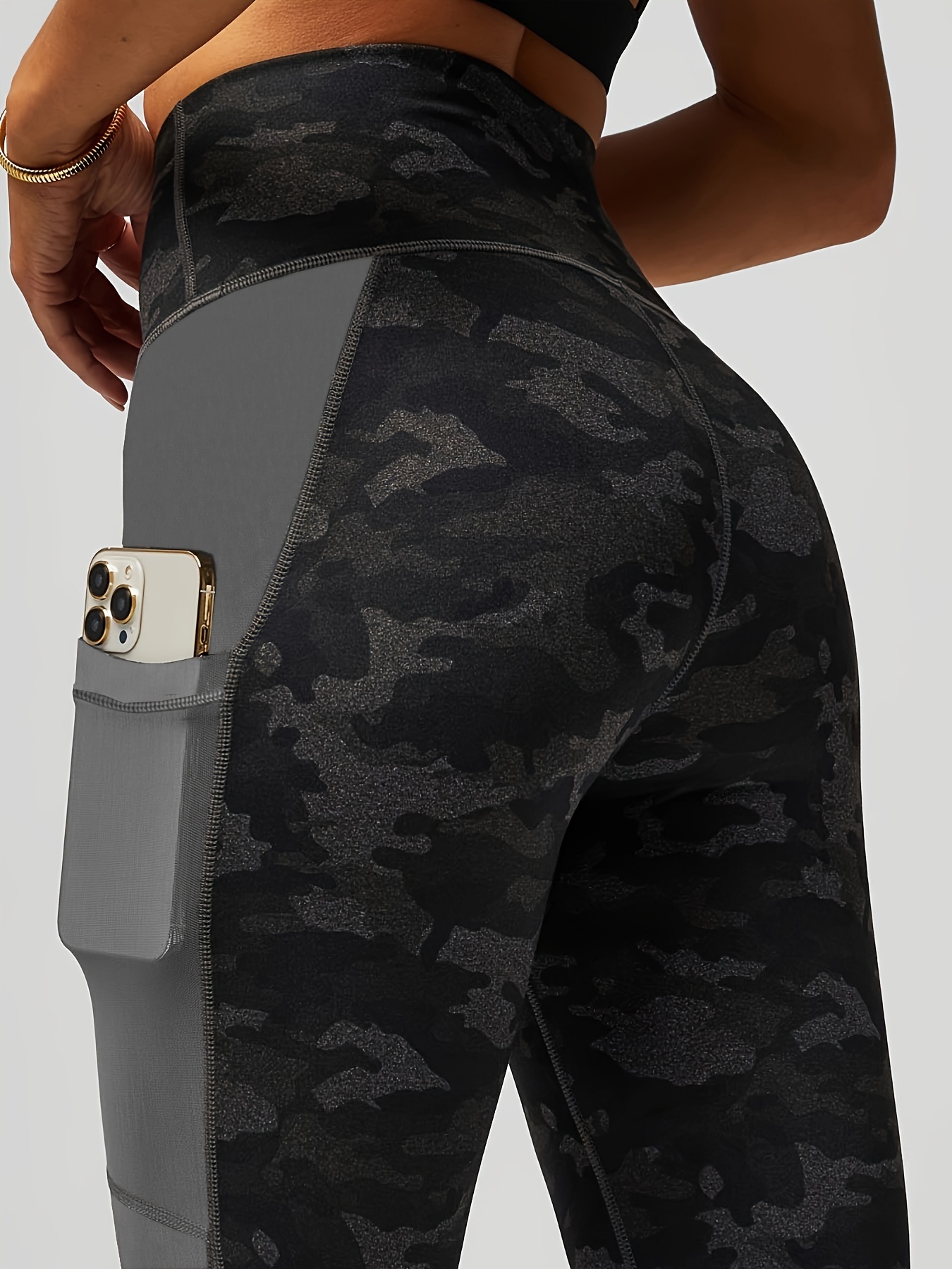 Contrast Color High Waist Yoga Pants Pocket Sports Running - Temu