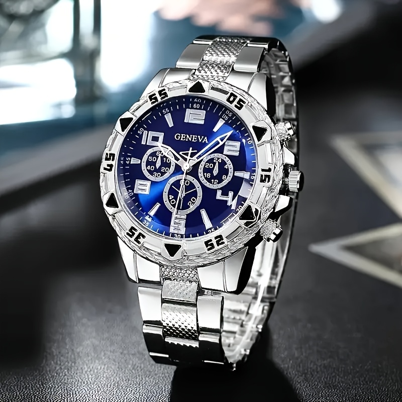 1 reloj de cuarzo para hombre, esfera   con diseño esqueleto,   de acero inoxidable, regalo ideal para san valentín, día   y  