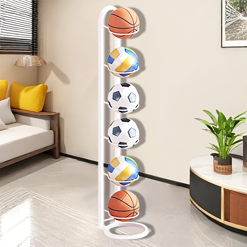 TEMU 1pc -border 5/6-tier Basketball Storage Rack, Portable Outdoor Ball Stand - Suitable For Basketballs, Footballs & Volleyballs | Metal Sports