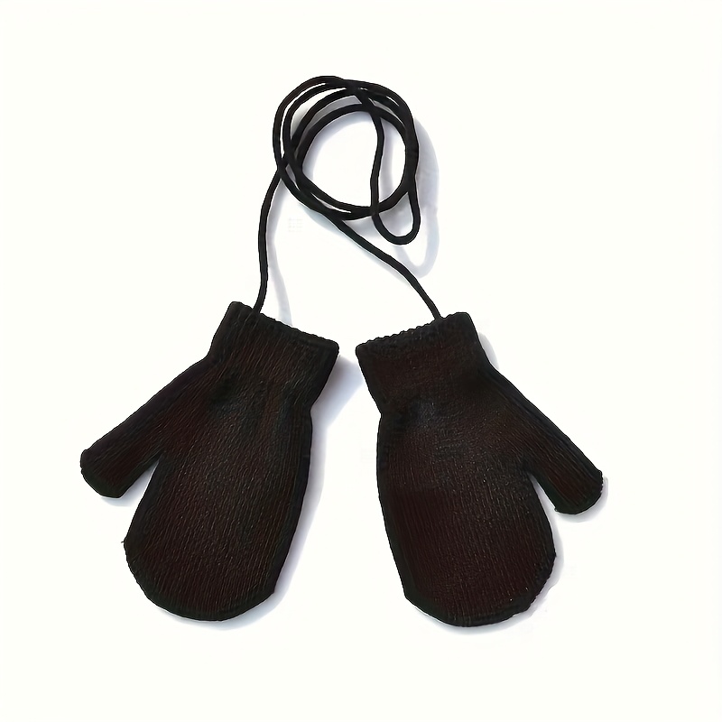 Image of 1pc Children's Winter Warm Mittens, Neck-hanging Anti-loss Style, Outdoor Hand Wear, Multiple Colors