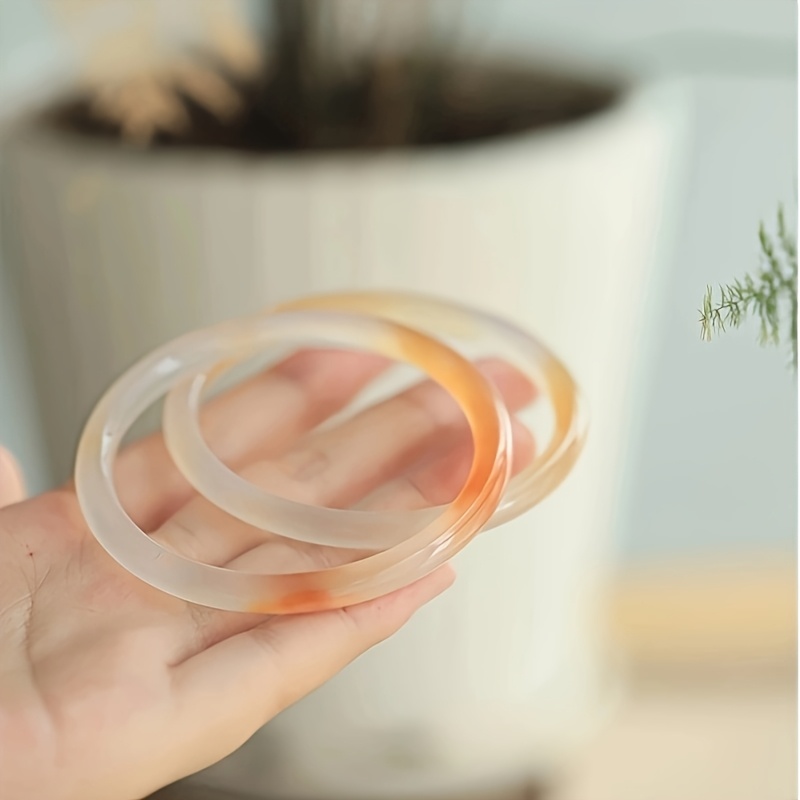Women's Elegant Natural Stone Bangle, Transparent Ice Pattern