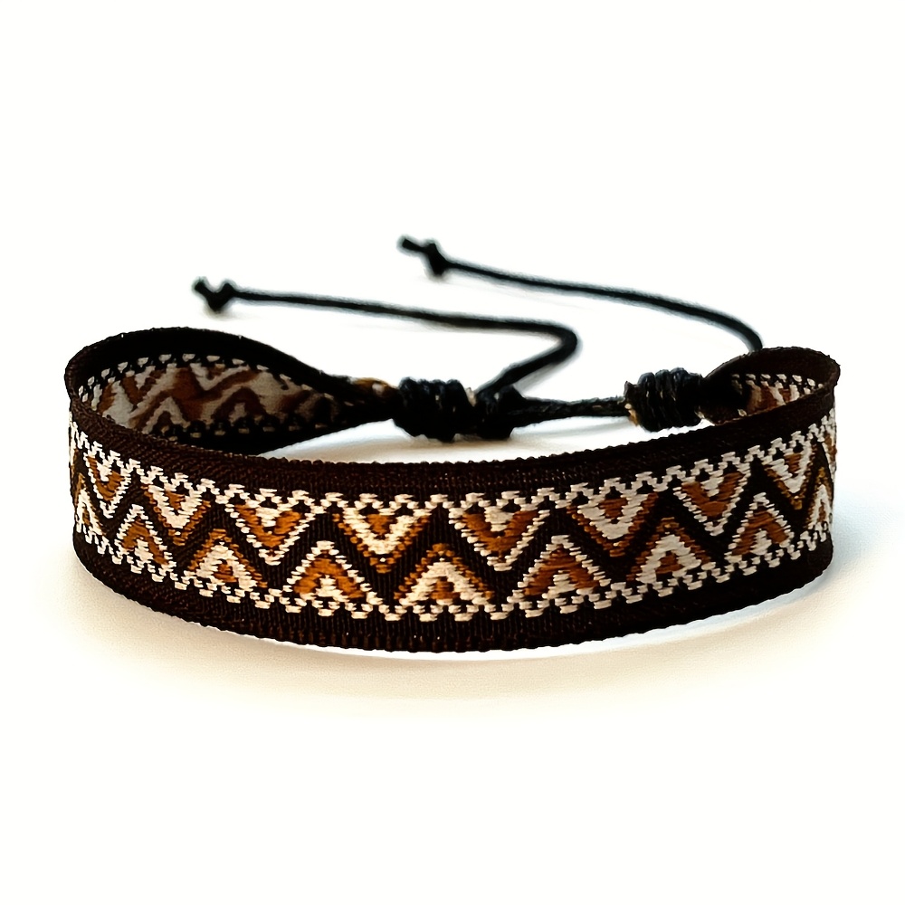 TEMU Spring/summer New Arrival Men's Vintage Ethnic Style Bracelet, Multicolor Nepalese Bohemian Printed Fabric Couple Bracelet, Autumn/winter