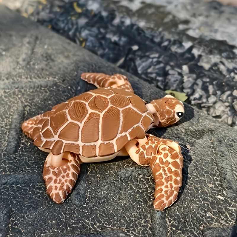 Model Turtle Toy For Kids | Hinged Design For Movable Model | Holiday Gift & Home Aquarium Decoration | Adorable Creative Ornament