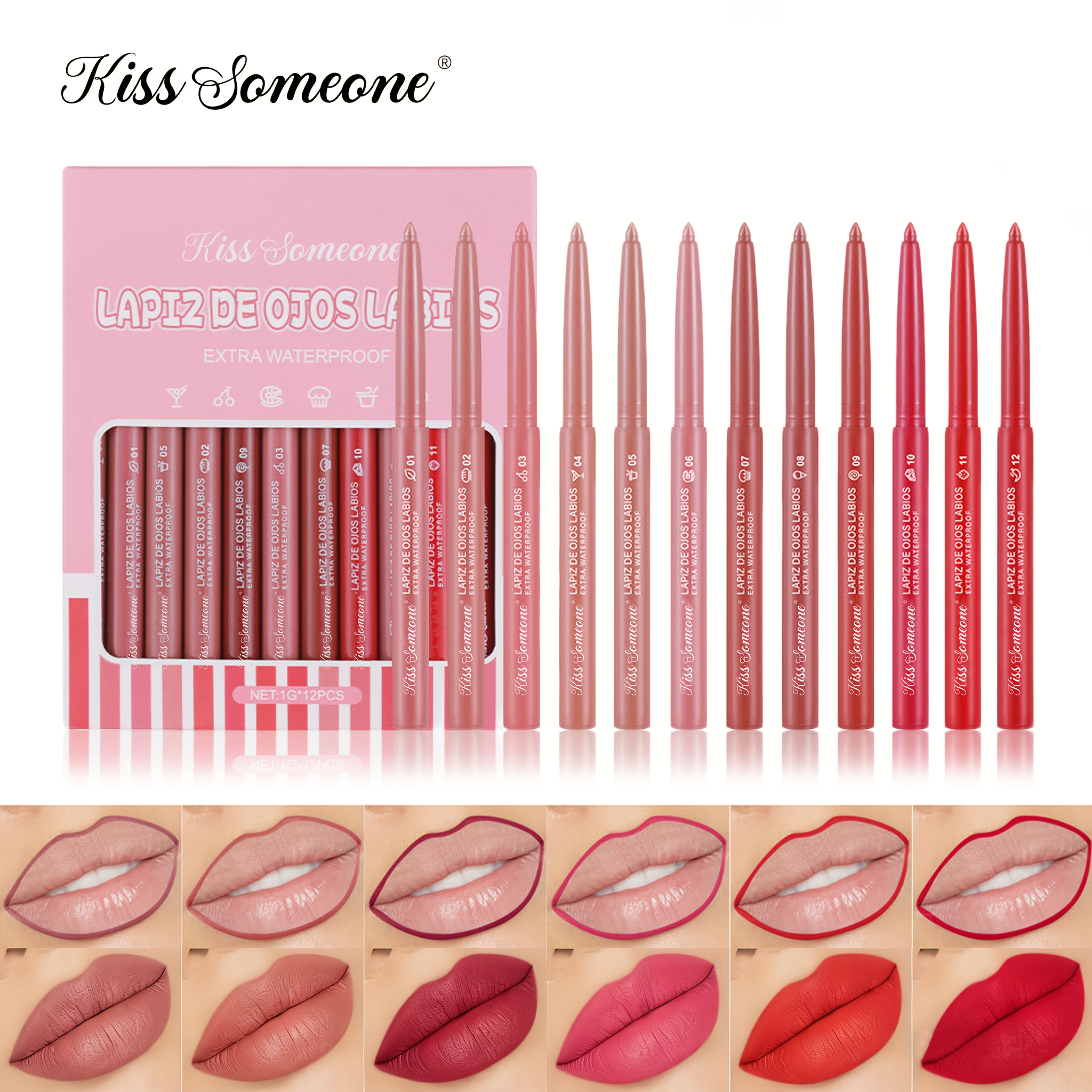 Image of 12 Colors Lip Liner Combo, Matte Lipstick Lip Liner Set, Long-lasting Lip Pencil Waterproof & Cup, Smooth Texture High Pigmented Natural Lip Pen Makeup Gift
