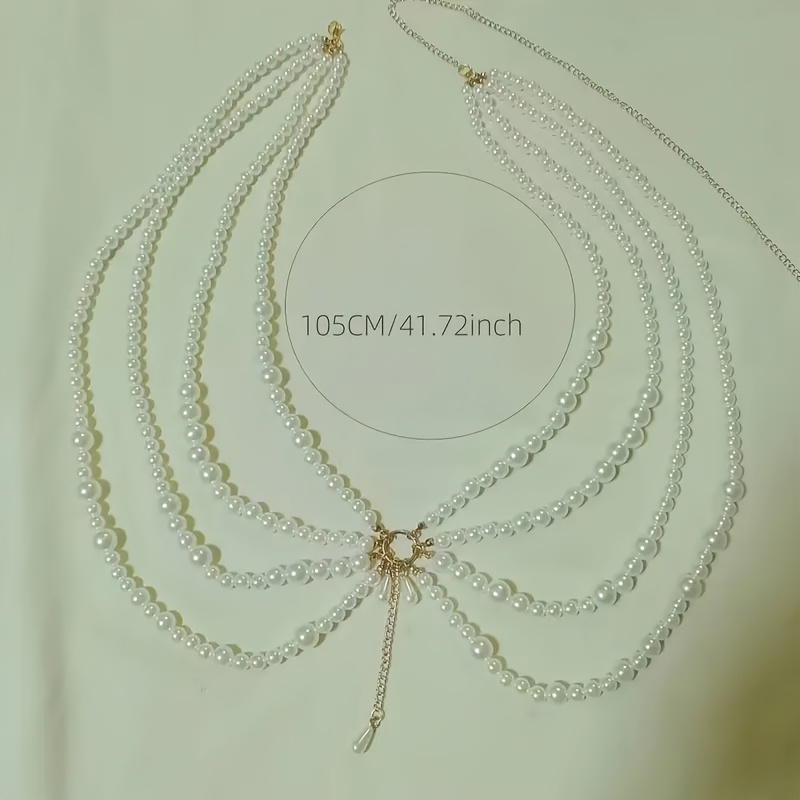 stylish adjustable pearl waist chain women multi layer - Temu display picture 3