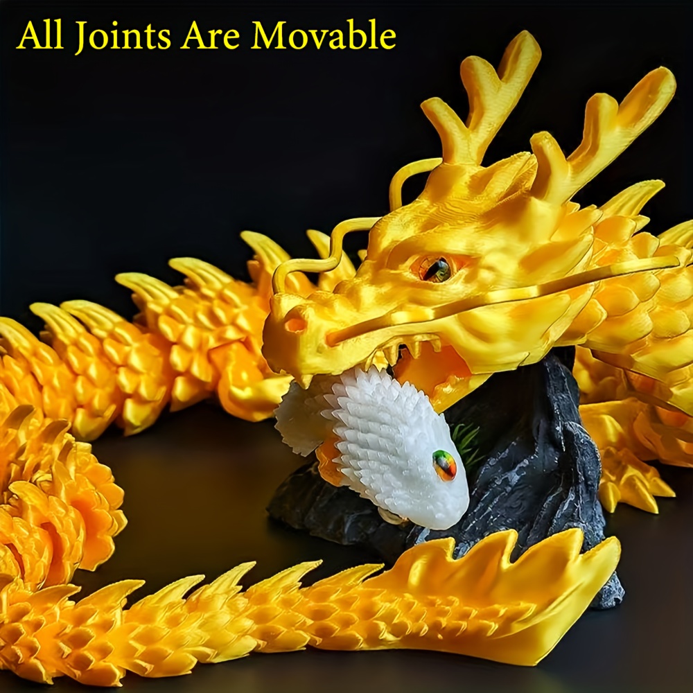 TEMU 3d Printing Large Dragon Decorative Ornament, Suitable For Multi-scene Decorative Ornament Such As Fish Tank/desktop, Realistic And Moving, The