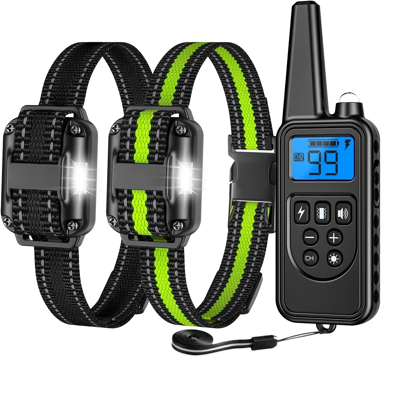 

1/2pc 3000ft Dog Training Collar With Remote, Adjustable Nylon Strap, Dog Shock Collar With , Vibration, Shock, Light, Waterproof Electric Dog Collar Set For Small Medium Large Dogs 5-150lbs