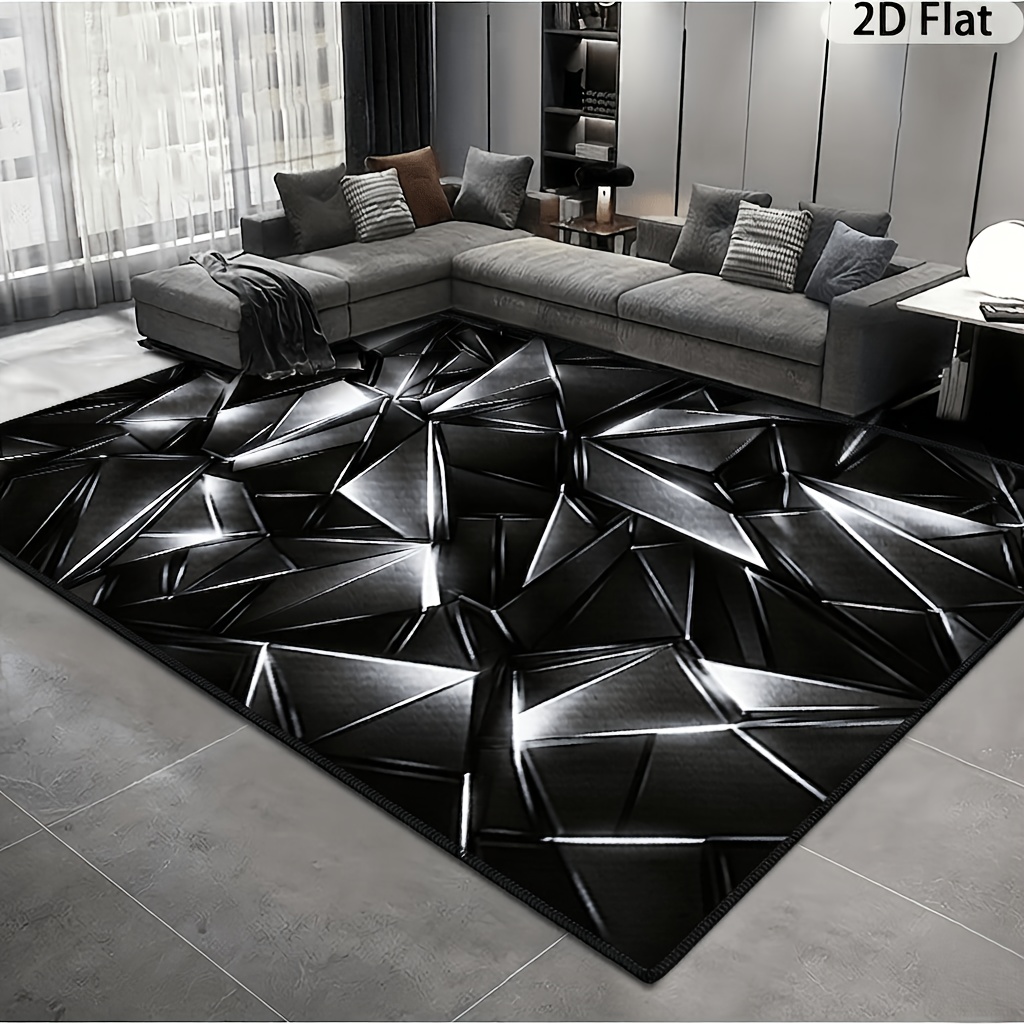 TEMU 2d Flat Printed Large Area Rug, Home Decor, Machine Washable, Easy To Clean, Soft And Comfortable, Rectangular Rug, Modern Minimalist Style With