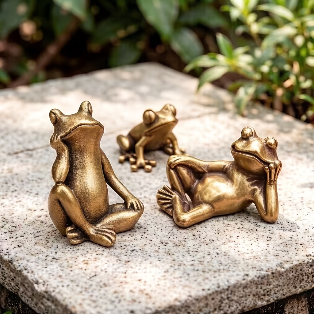 TEMU 3pcs Retro Brass Frog Home Office Decoration Crafts Ornaments