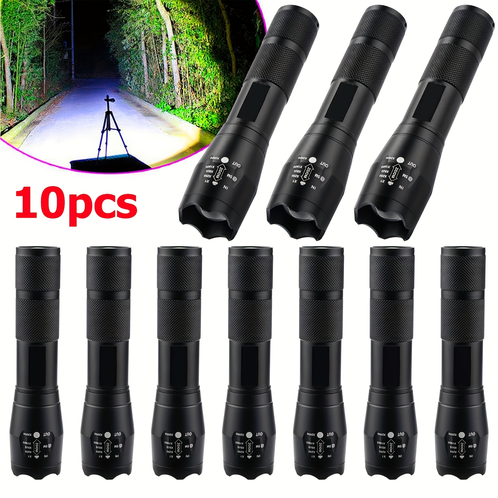 

10pack 1000lumens Led Flashlight, 5 Mini Portable For Camping Outdoor Emergency (not Battery)