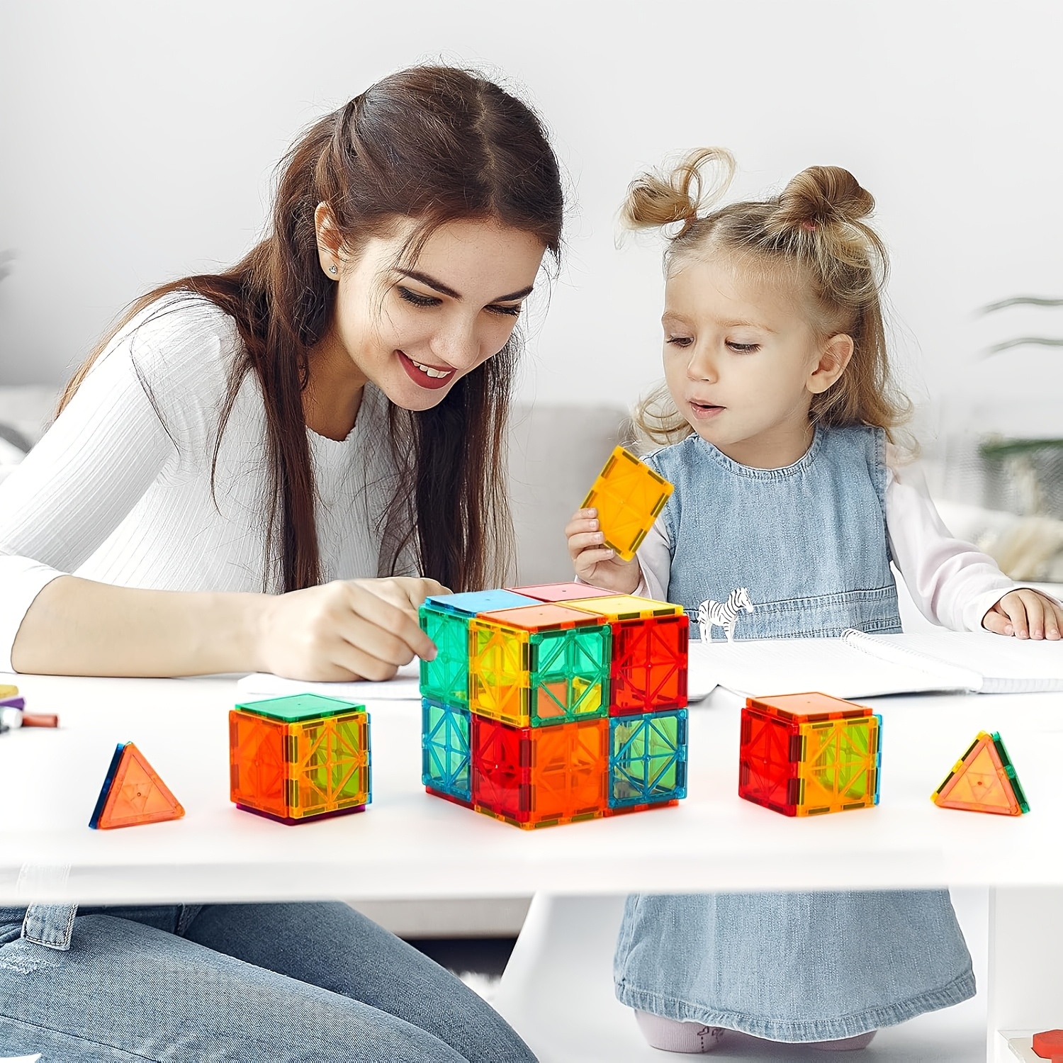 TEMU Magnetic Tiles, Magnetic Building Block Set, 58pcs Building Block Set, Suitable For Children, Boys, And Girls, Holiday Gift