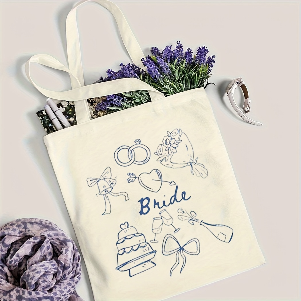 E-shop 1 Stück Braut-Thema Blaues Druckdesign Multifunktionale Umhängetasche, Einfache Personalisierte Mode Umhängetasche, Geeignet für Reisen und
