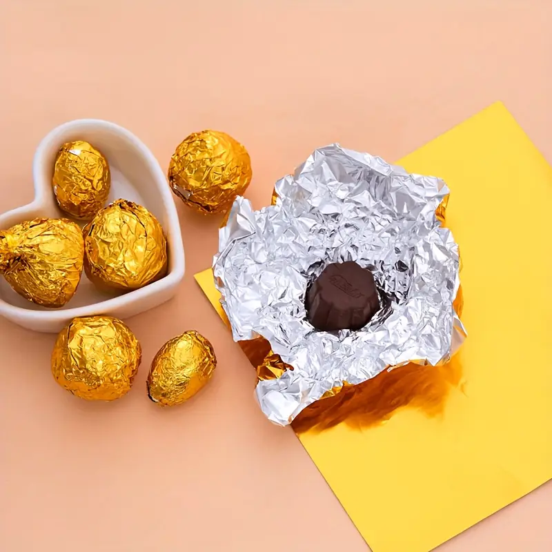100 adet 8x8cm çikolata şeker ambalaj kağıdı alüminyum folyo - Temu Türkiye
