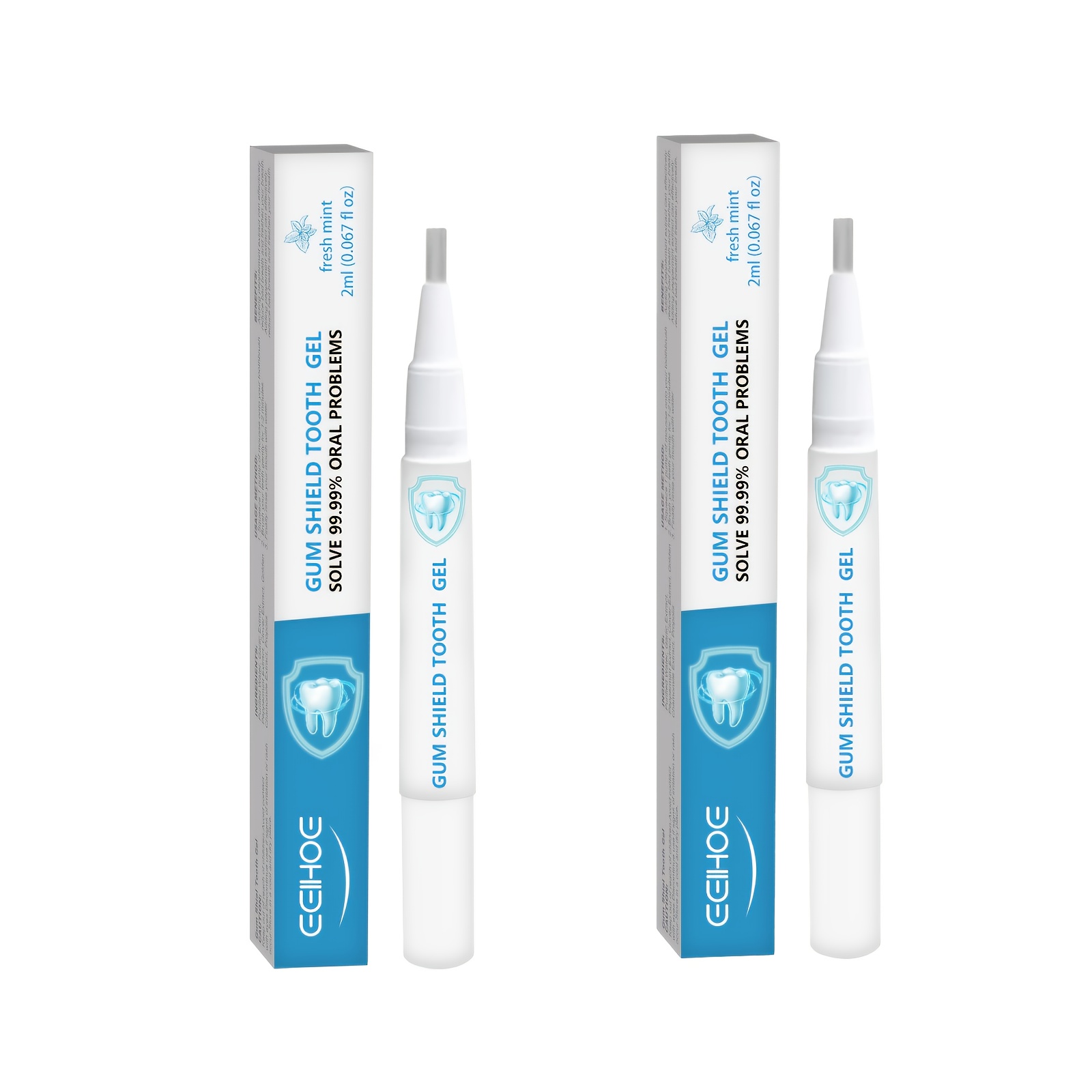Image of 2pcs Gum Oral Gel Pen - With The Functions Of And Cooling, Combined With Function Of Chewing Gum, It Can Clean Oral Stains. An Easy-to-use Dental Pen For Home And Travel Use, A Gum-shaped Gel Pen.