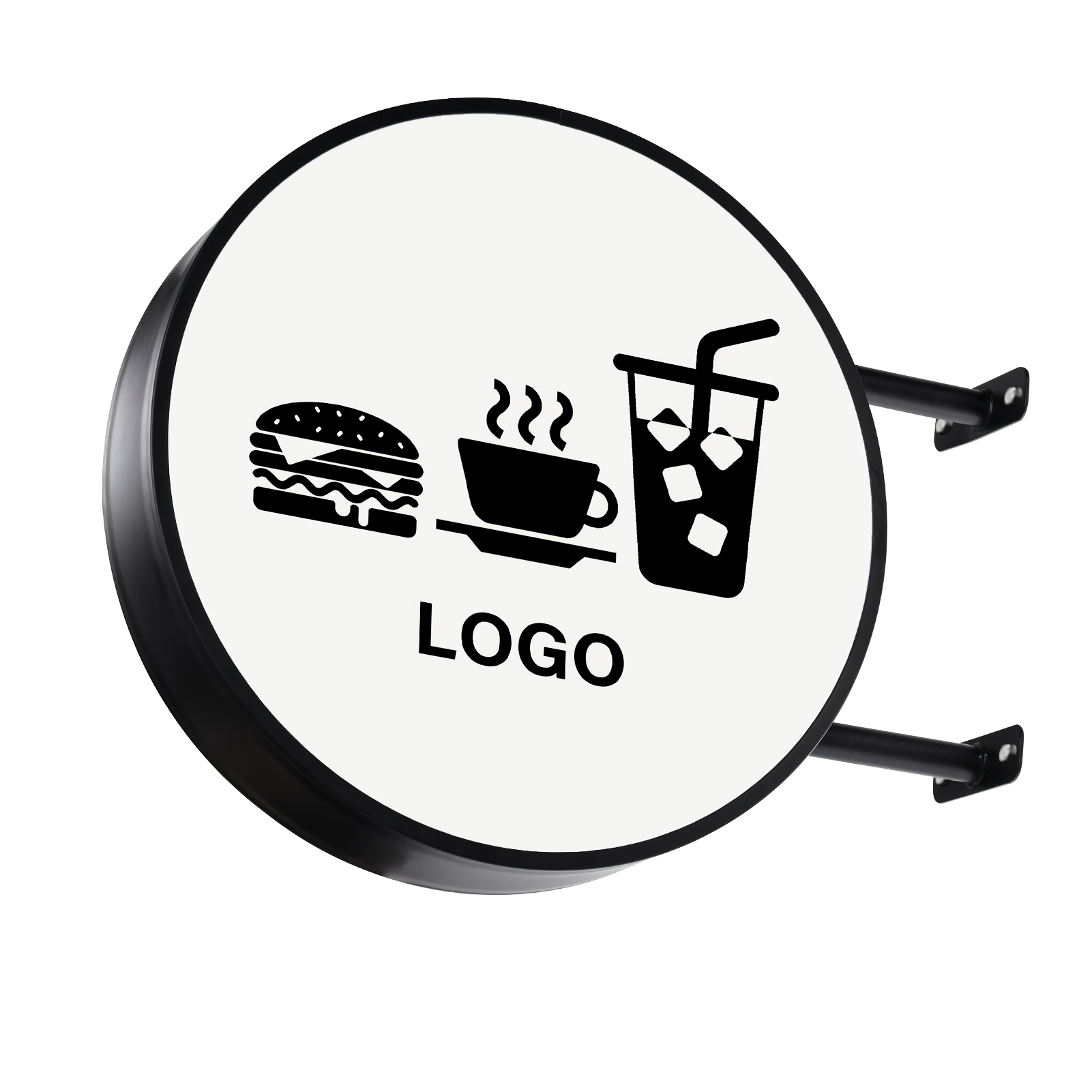 20in Round Double Sided Billboard, Aviation Aluminum Frame & Uv-resistant Acrylic Material, Sturdy And Durable For Bar, Cafe, Restaurant, And Wall Mount
