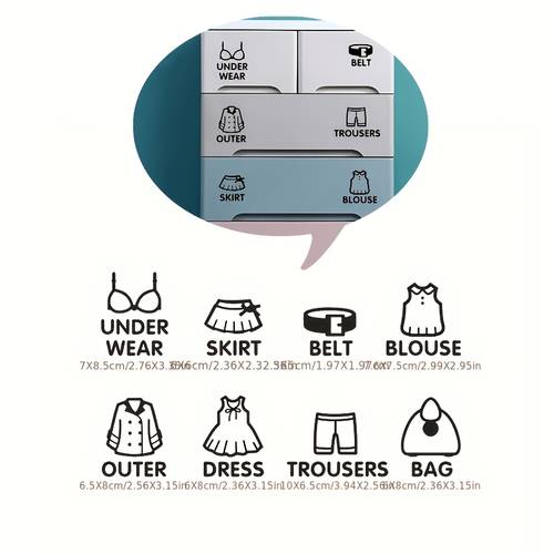 a set of modern pvc wardrobe labels removable stickers suitable for t shirts underwear and winter clothes storage clothing identification classification stickers applicable in 199