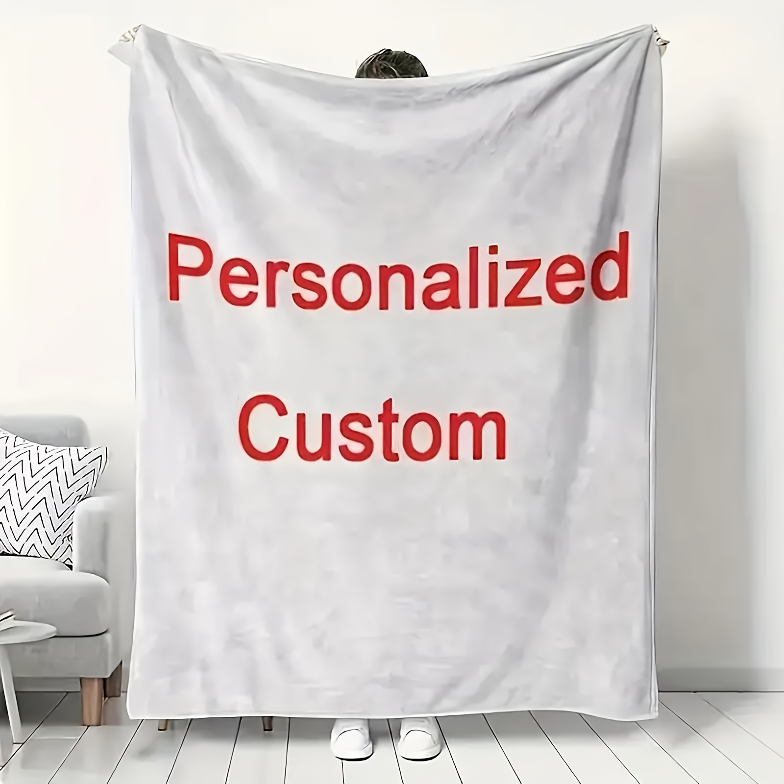 TEMU 1pc Polyester Rectangular Personalized Custom Blanket, Throw Blanket. Customized For Idols, Customized For Family
