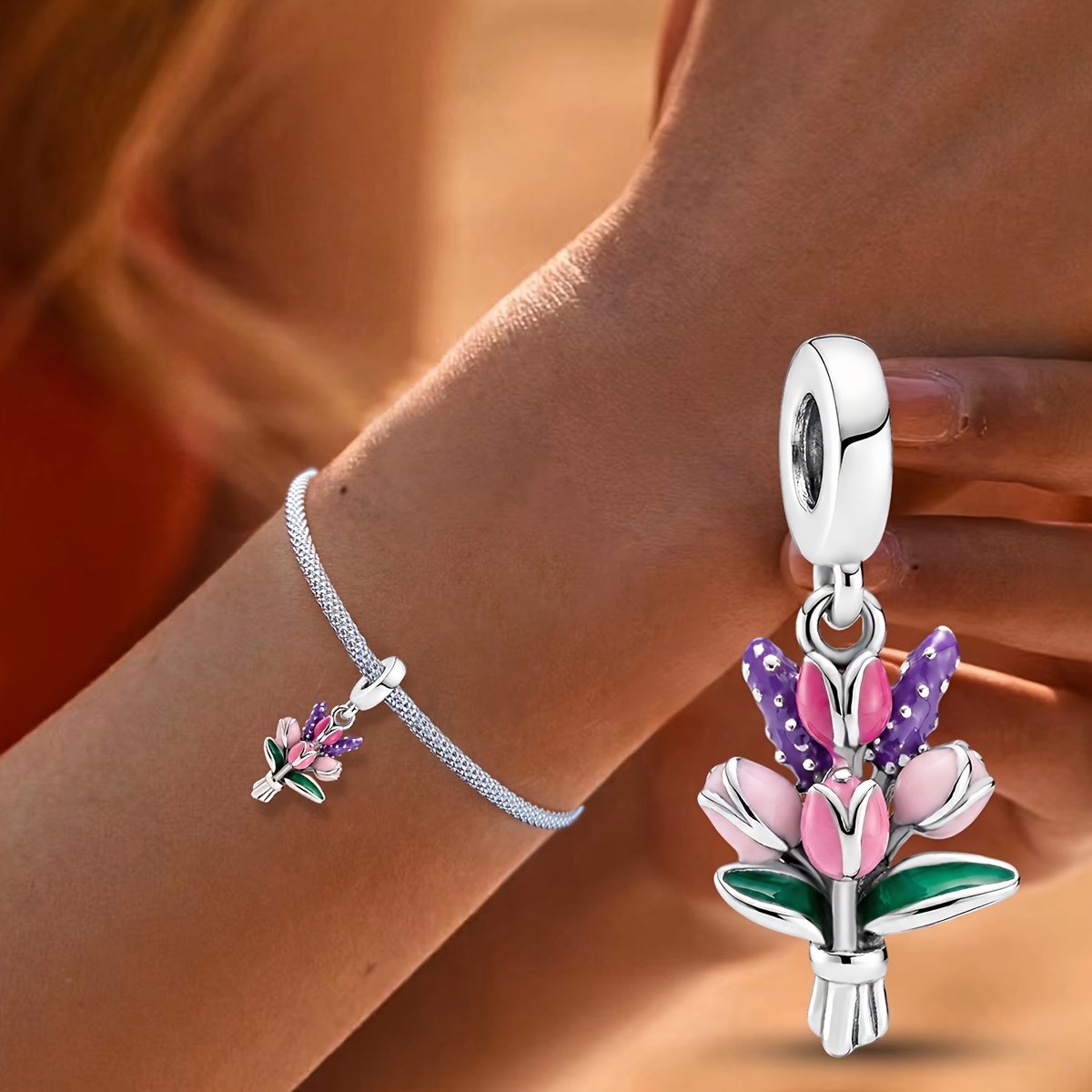 Tulip Aroma Whisper Charm DIY Pendant Beaded for Women's Jewellery