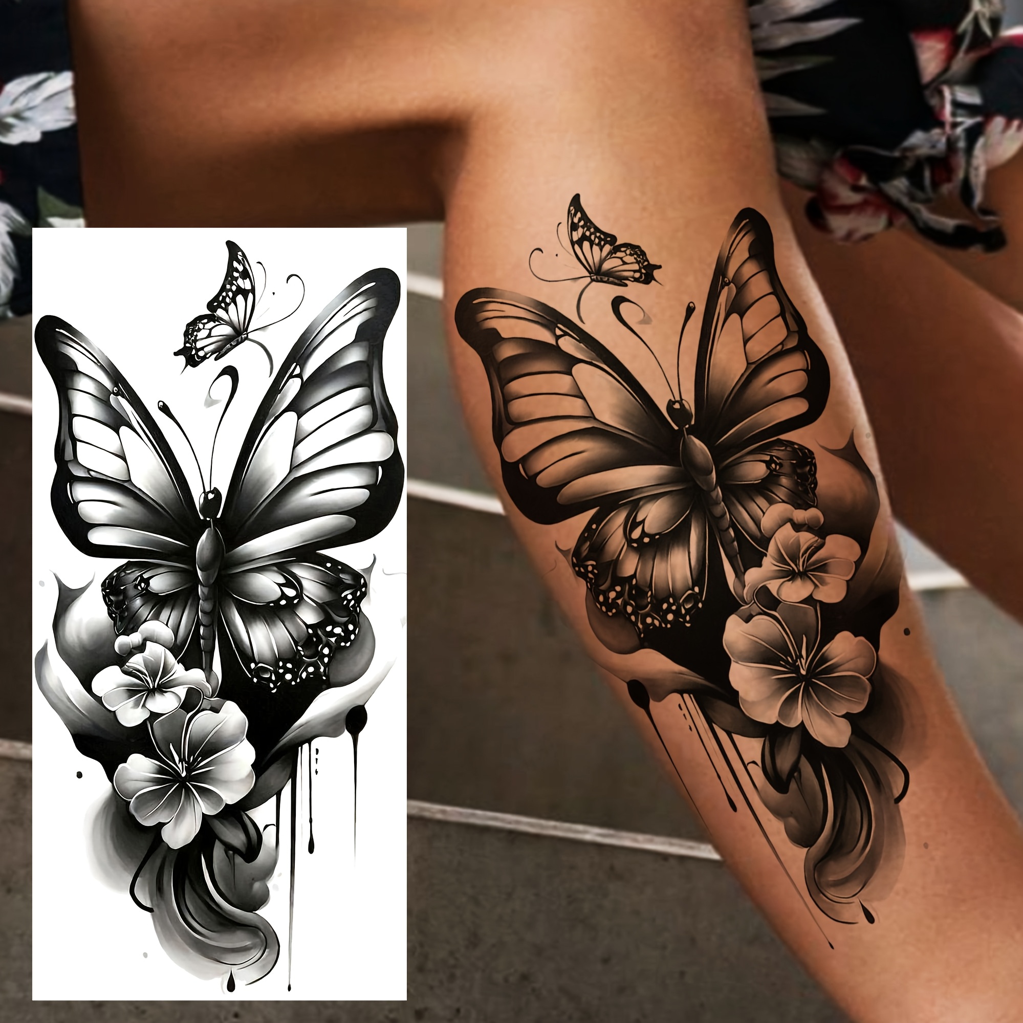 1 Sheet Realistic Temporary Tattoos Suitable For - Waterproof Long-lasting Fake Tattoo Stickers With Pear Designs, Half-sleeve Arm Thigh Forearm For Parties, Festivals, Swimming - Instant Body