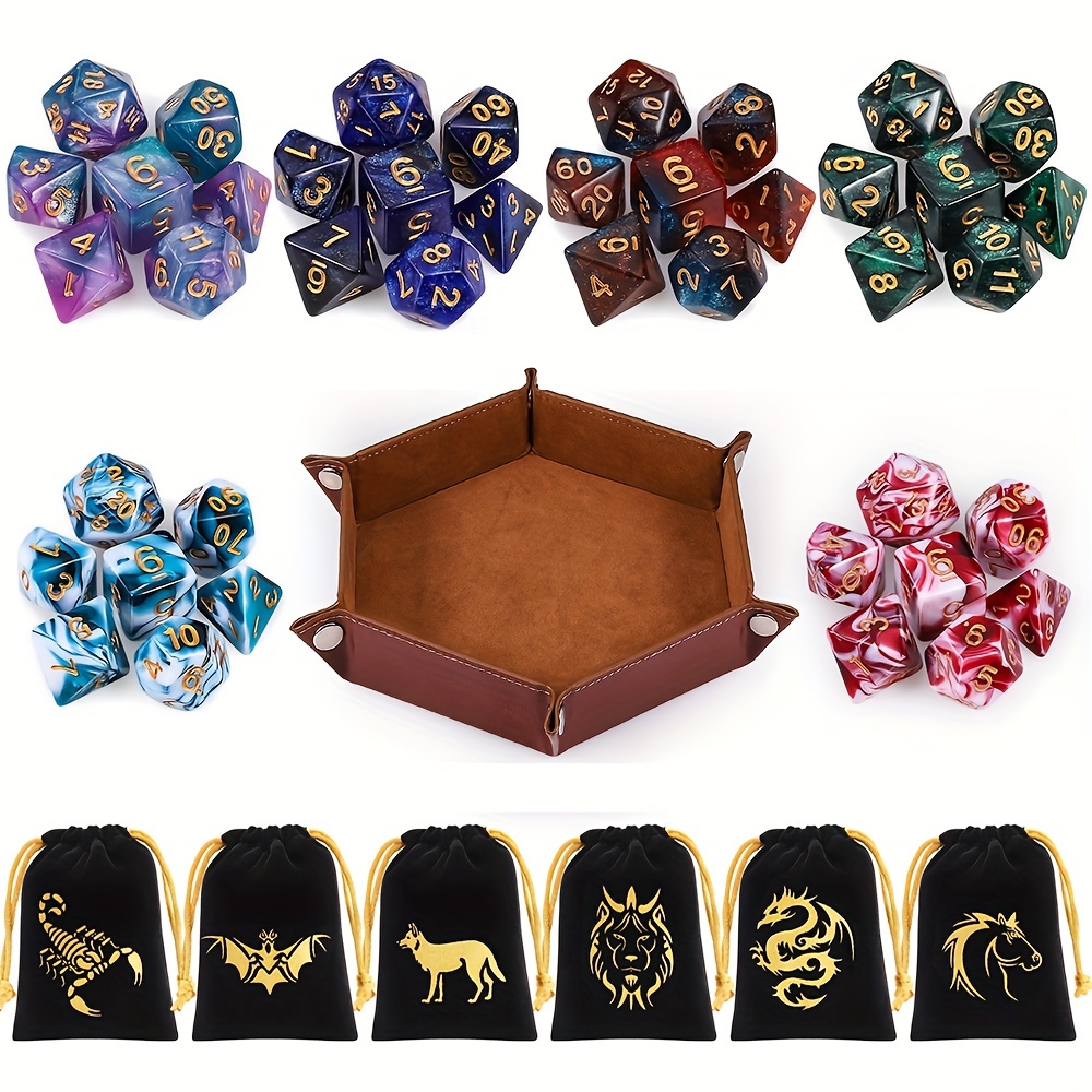 

Esanda & Dice - 6pcs Double-colored Rpg Dice For And Printed Drawstring And