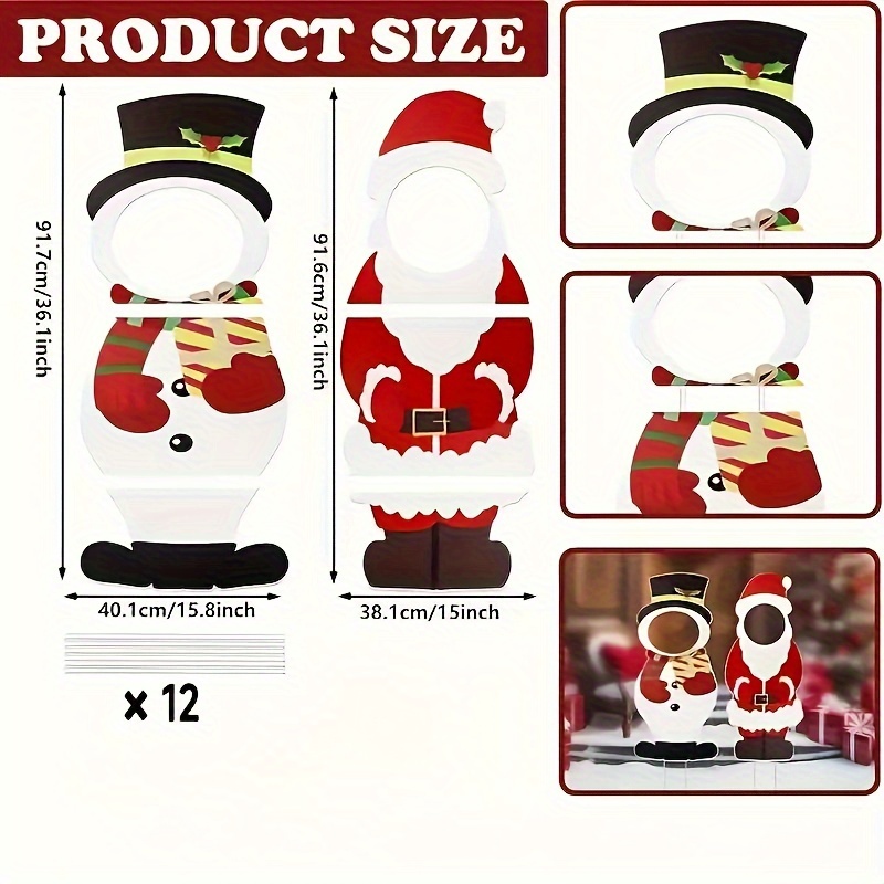 TEMU 2pcs Large & Snowman Photo Props - Outdoor Christmas Decorations, No-face Figures For