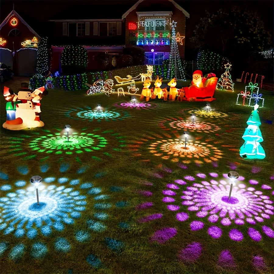 TEMU 6pcs Outdoor Solar Lighting, Bright Led Lighting, Ip44 Waterproof, Smart Light Sensing, (color Light/warm Light 2in 1) Suitable For: Courtyard