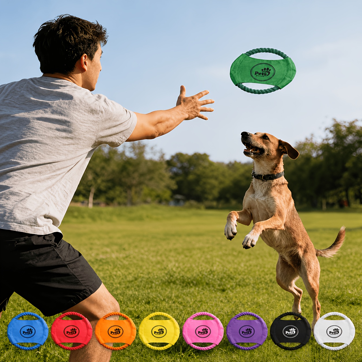 TEMU Dog Rope Canvas Flying Disc, Durable Chew Toy, Pet Toy For Dogs, Knot Chewing Toy, Outdoor Sports Training Equipment, Sturdy And Wear-resistant,