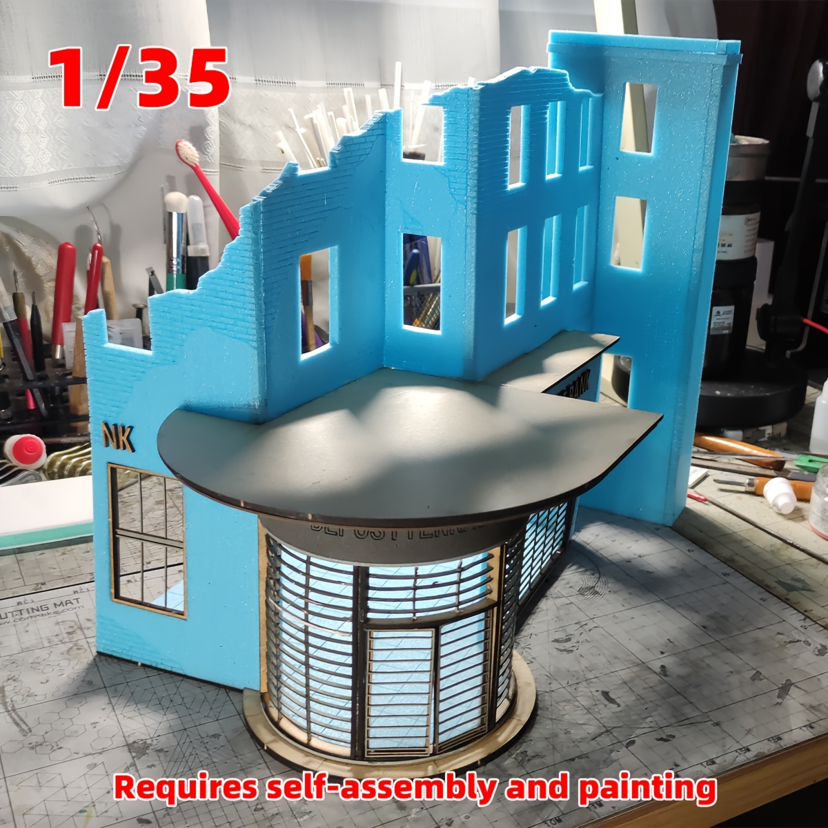 Architectural Miniature Building Kit, German Bank Diorama