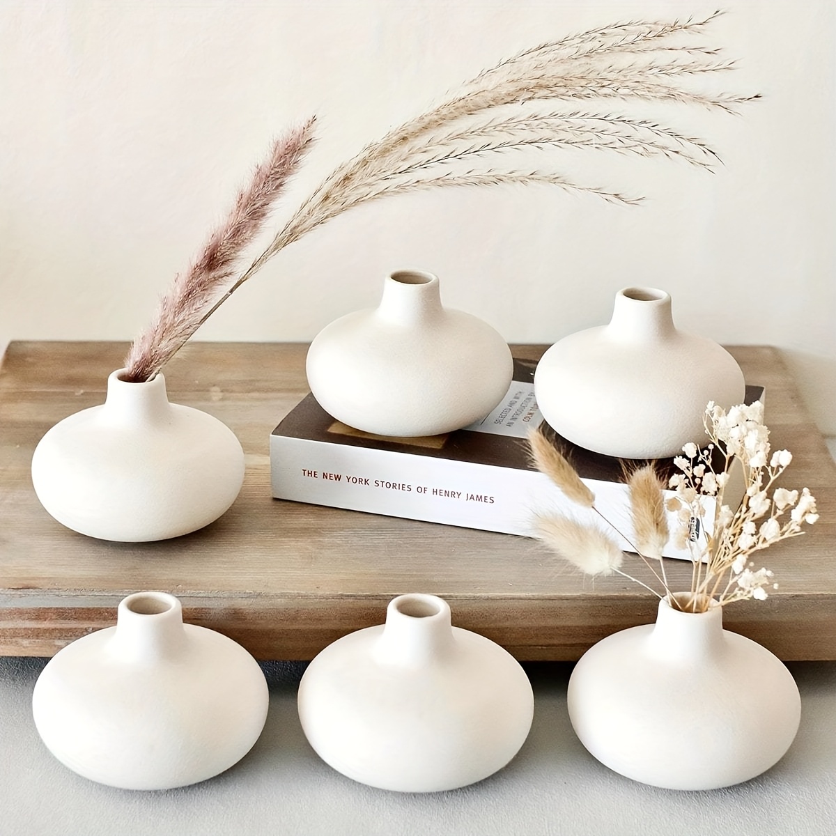 E-shop ./6 Stk. Nordische Keramik Donut Blütenstiel Vase Dekoration | Moderner Bohemian Stil Trockenblumen Vase und Zimmerpflanzen | Hochzeit,
