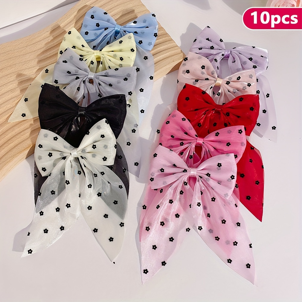 TEMU 10pcs & Polka Dot Bow Hair - On Hair, Fashion Accessories