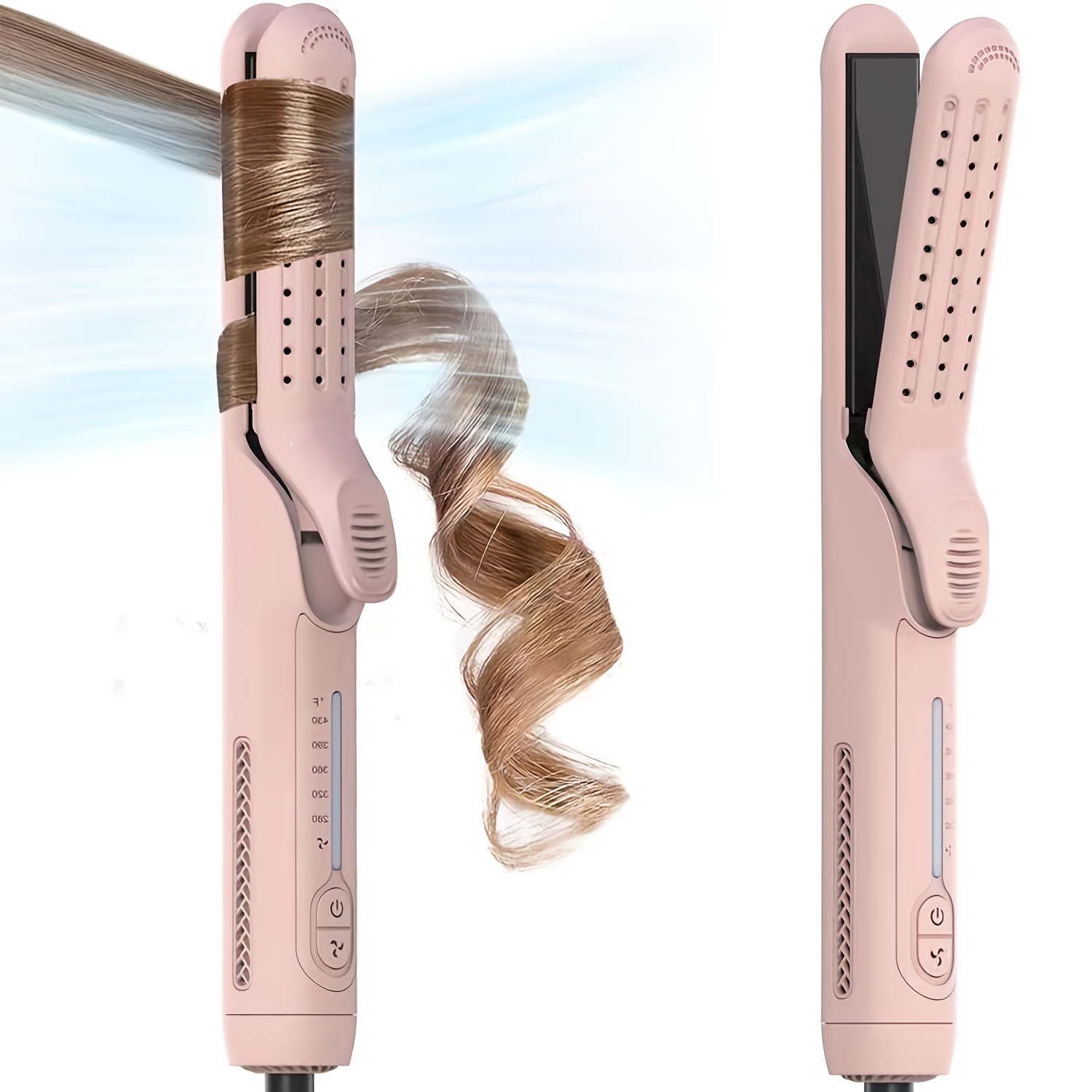 

2-in-1 Airflow Curling Iron For - 360° Airflow Styler Ceramic Hair Straightener And Curler, Anti-scald Curling Wand, 360° Cool Air, 5 Adjustable For Long Short Hair