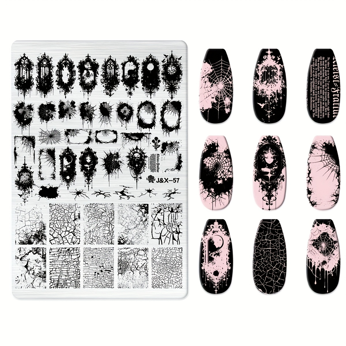 Image of 1pc Nail Plate Leaf Web Cat Nail Transfer Nail Template Stainless Steel