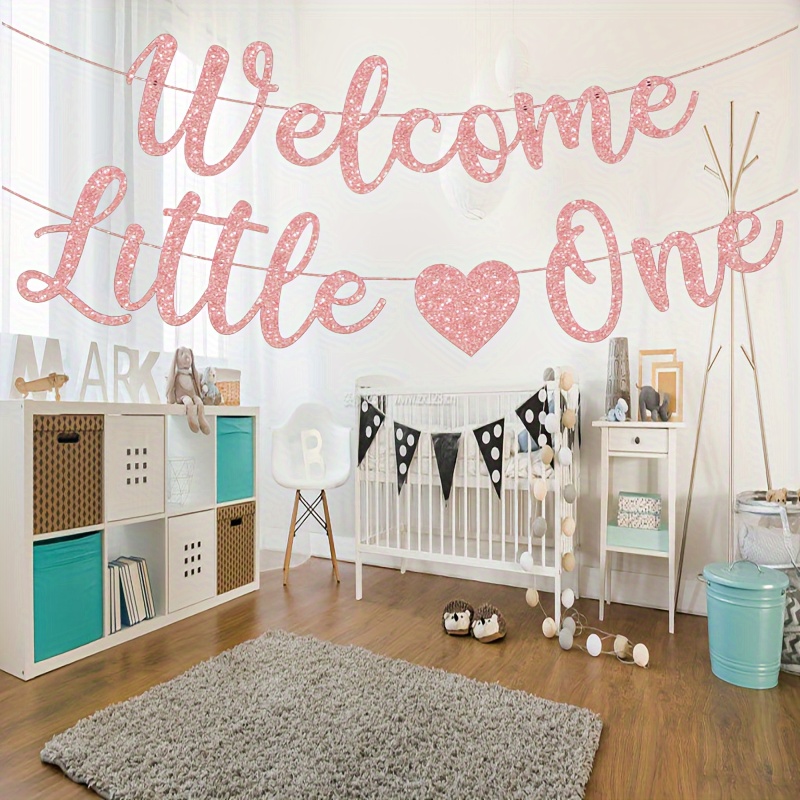 

Welcome Little 1 Baby Shower Banner - Paper Party Decorations For Gender Reveal, Baptism, And Universal - No Electricity Needed