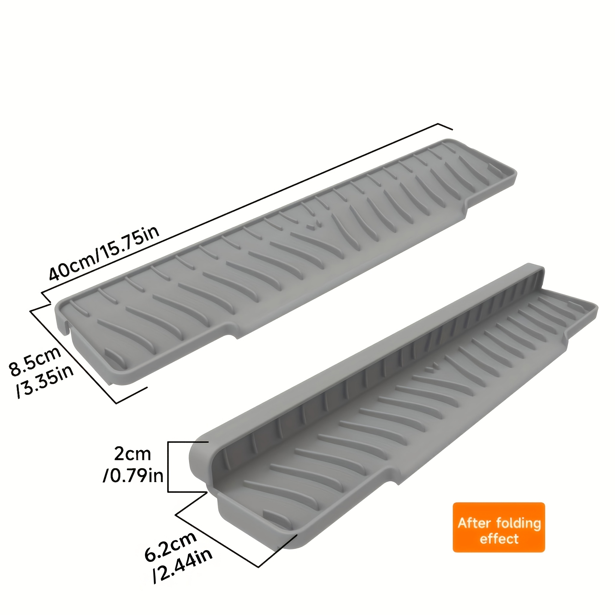 Image of Foldable Rack(15.75inch*3.35inch) For Draining And Drying Utensils, Designed For Narrow Sink Areas With A Sloped Drainage Mat, Essential For Drying Kitchen Items Like Sponges And Cutting Boards